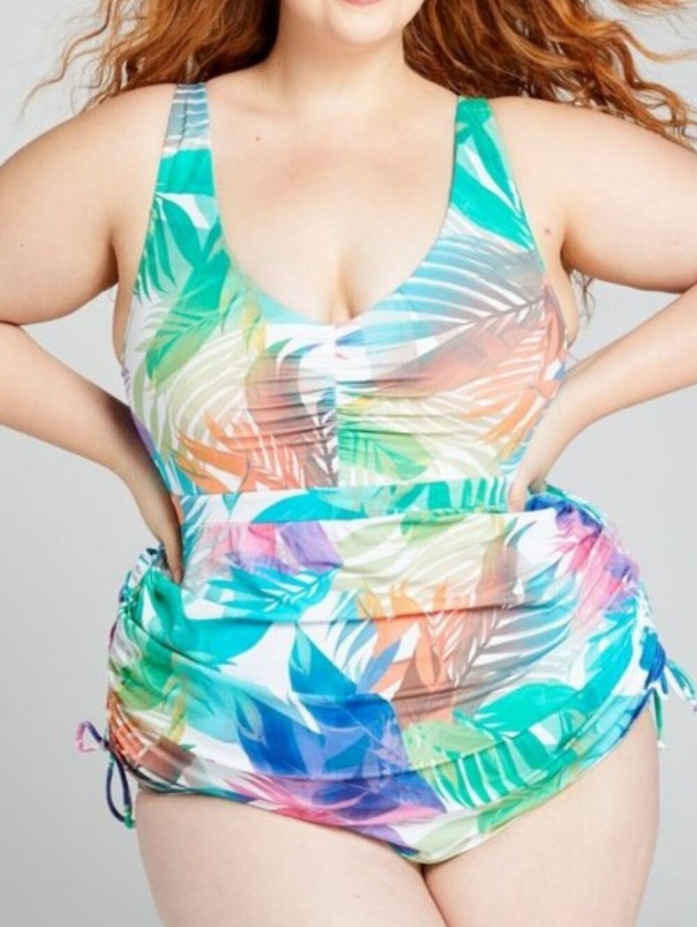 NWT Cacique Swim 18W Rainbow Leaf One Piece Tankini Swimsuit 2743-i